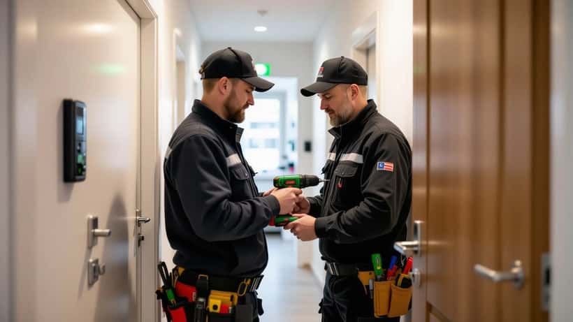 Finnish locksmith installing security lock on apartment door Helsinki 2026