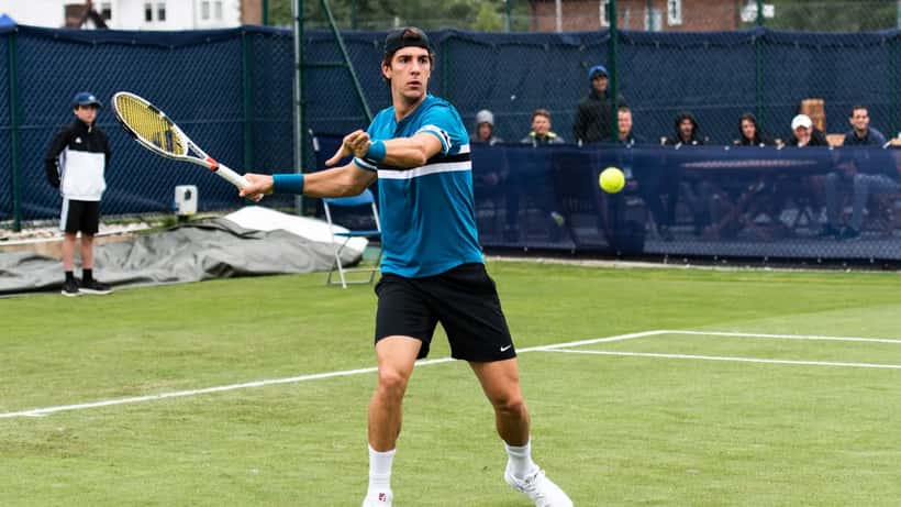Thanasi Kokkinakis competing in a tennis match