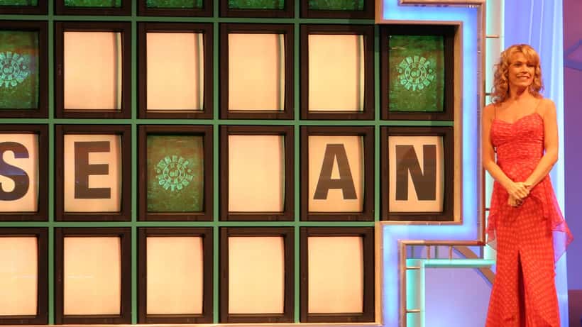 Vanna White on the Wheel of Fortune set, representing late-career life decisions and remarriage