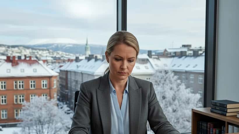 Norsk advokat gjennomgår arbeidskontrakt på kontor i Oslo