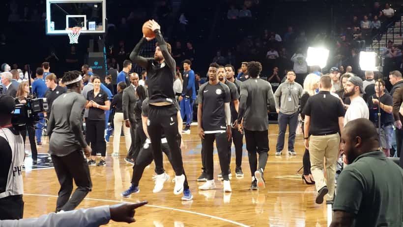 New York Knicks players warming up during NBA pregame at Madison Square Garden