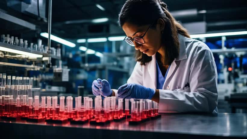 Cientista brasileira examinando amostras de anticorpos em laboratório de virologia