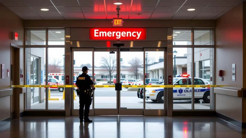 Entrada de urgencias de un hospital en Estados Unidos con señal de emergencias