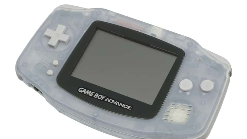 Nintendo Game Boy Advance console milky blue color representing vintage GBA Pokémon cartridge collectibles