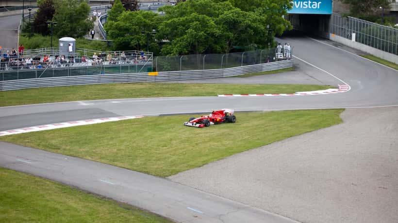 Voitures de Formule 1 sur le Circuit Gilles-Villeneuve lors du Grand Prix du Canada