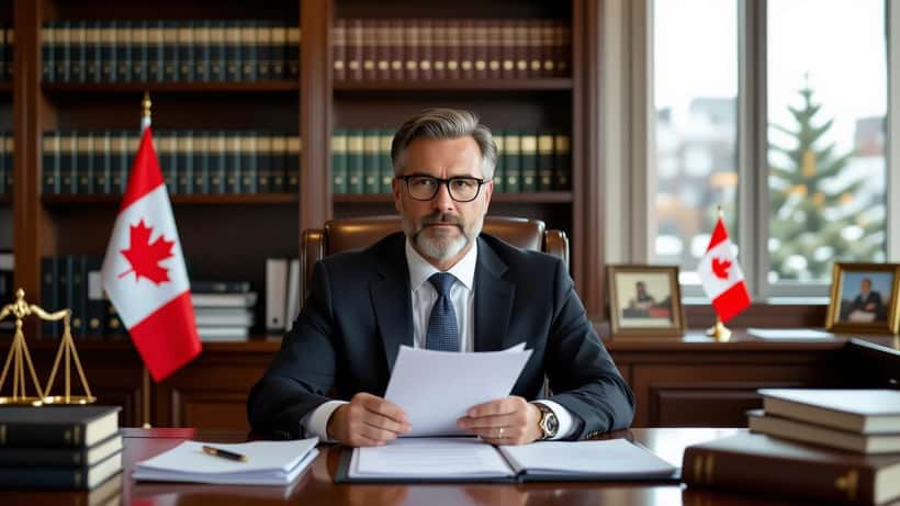 Canadian criminal lawyer reviewing extradition documents in an Ottawa law office