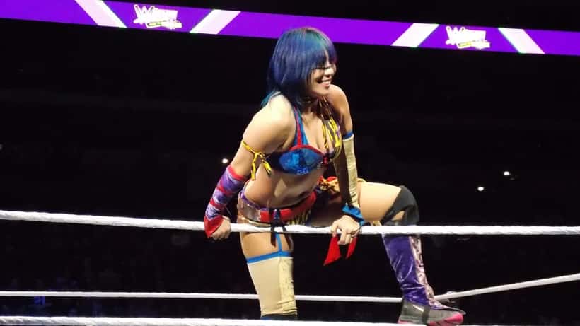 WWE superstar Asuka posing during a professional wrestling event