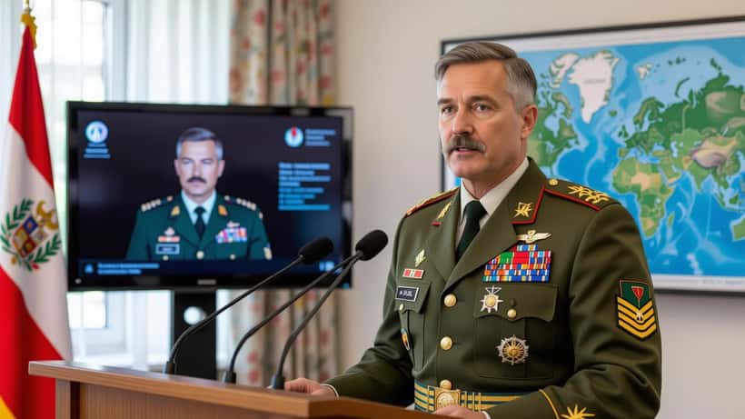 Generalleutnant Harald Vodosek, neuer Generalstabschef des Österreichischen Bundesheeres, bei einer militärischen Pressekonferenz in Wien