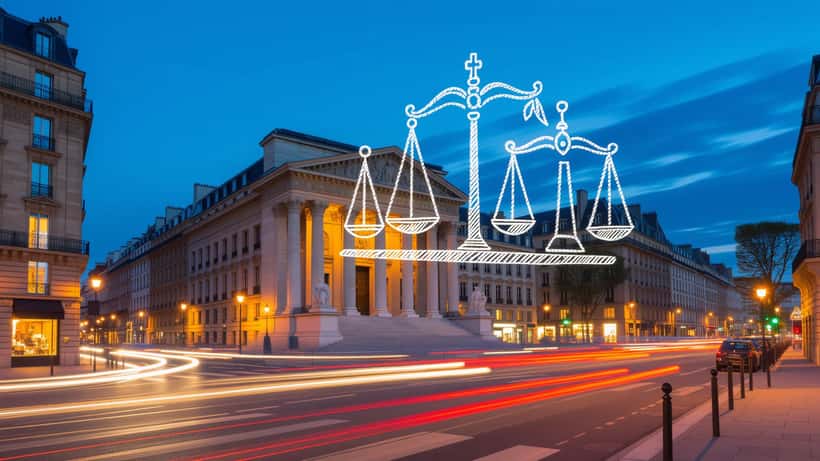 Paris courthouse at dusk symbolizing legal guidance after civil unrest