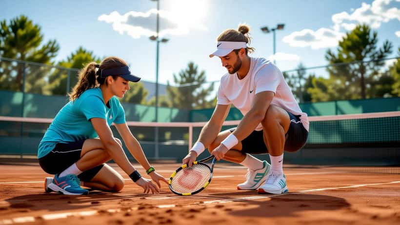 Joueur de tennis sur la terre battue de Roland Garros lors du tournoi de qualification 2022 — CC BY-SA 4.0 DarDarCH