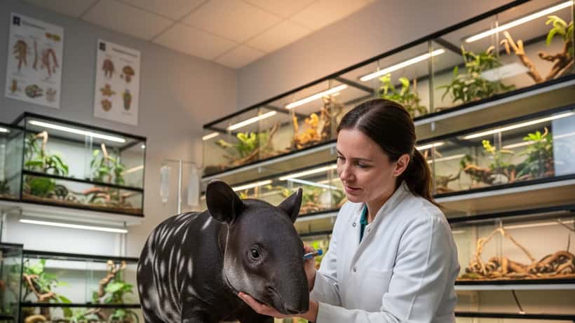 Tierärztin untersucht exotisches Tier in einer spezialisierten Tierarztpraxis in Nürnberg