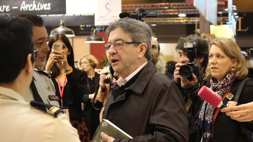 Jean-Luc Mélenchon lors d'une prise de parole publique, leader de La France Insoumise