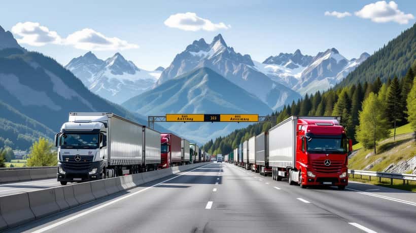 Lkw-Stau auf der Brenner-Autobahn A13 in Tirol