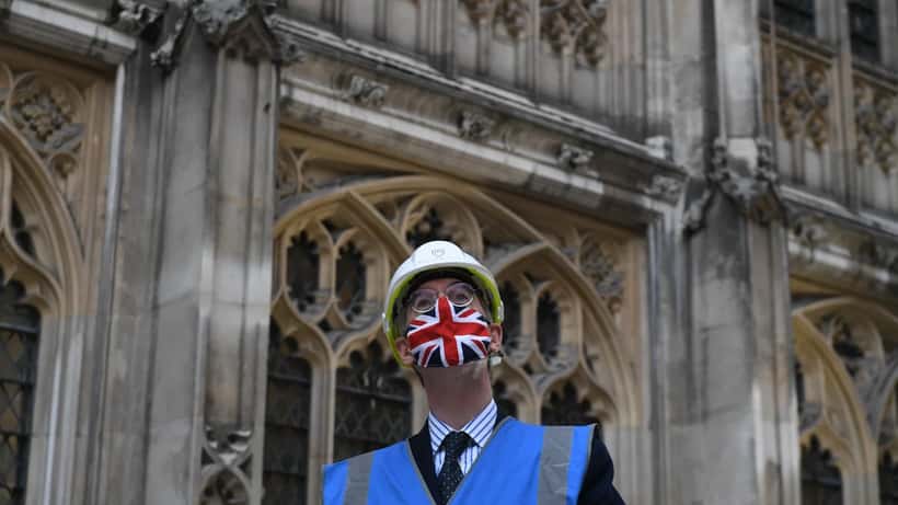Jacob Rees-Mogg as Leader of the House of Commons visiting Cloister Court, UK Parliament