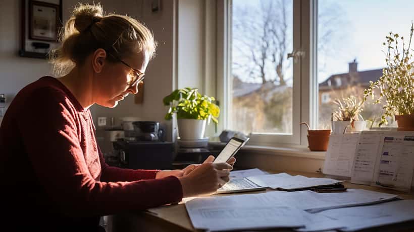 Suomalainen kotitalous tarkistaa sähkölaskuaan tietokoneelta