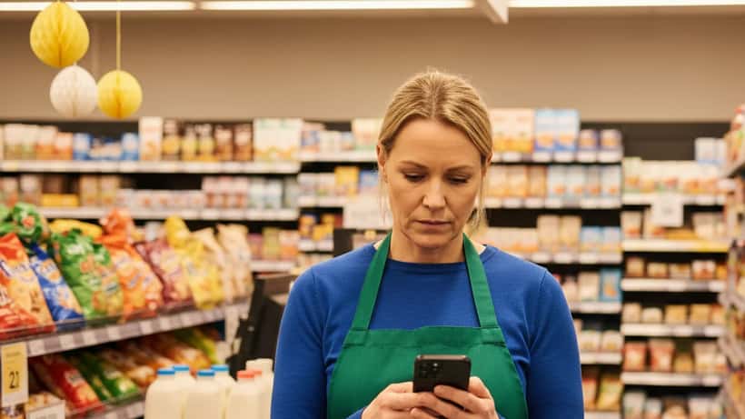 Dansk kvindelig butiksansat i supermarked til påske