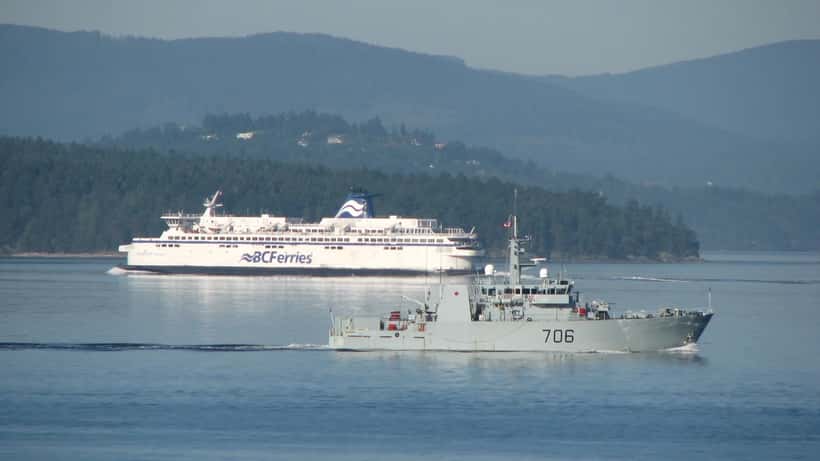 BC Ferry vessel sailing on British Columbia coastal waters