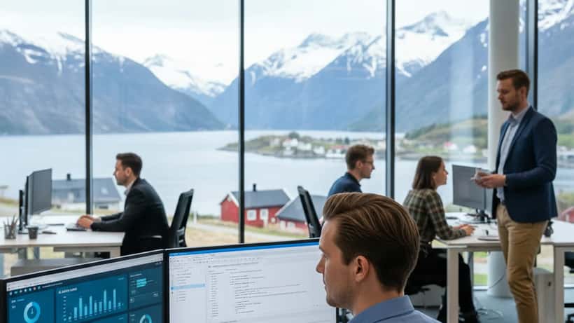 Norsk IT-konsulent analyserer kunstig intelligens løsninger på kontor i Oslo