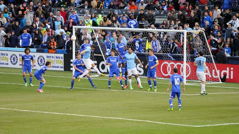 Chelsea FC players on the pitch during a pre-season football match
