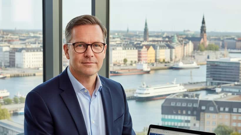 Dansk formuerådgiver gennemgår investeringsportefølje i København under geopolitisk uro