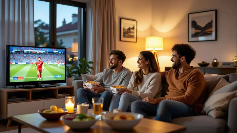 Família portuguesa a ver jogo da Copa Libertadores de madrugada em Lisboa