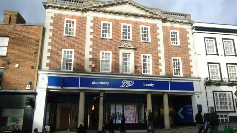 Boots pharmacy store on Guildford High Street, UK
