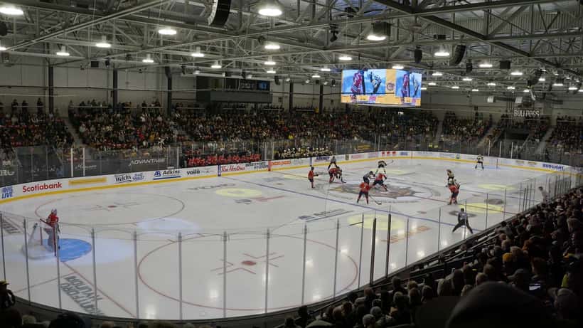 Interior of Brantford Civic Centre, home arena of the Brantford Bulldogs OHL team