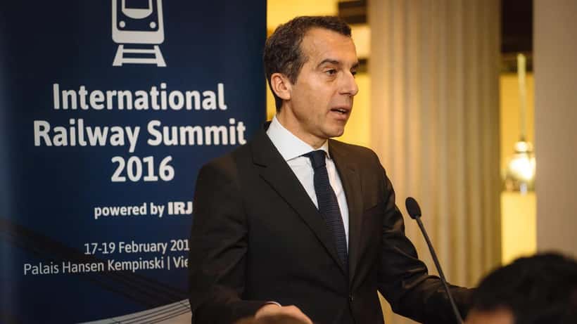 Christian Kern, ehemaliger österreichischer Bundeskanzler, bei einem öffentlichen Auftritt