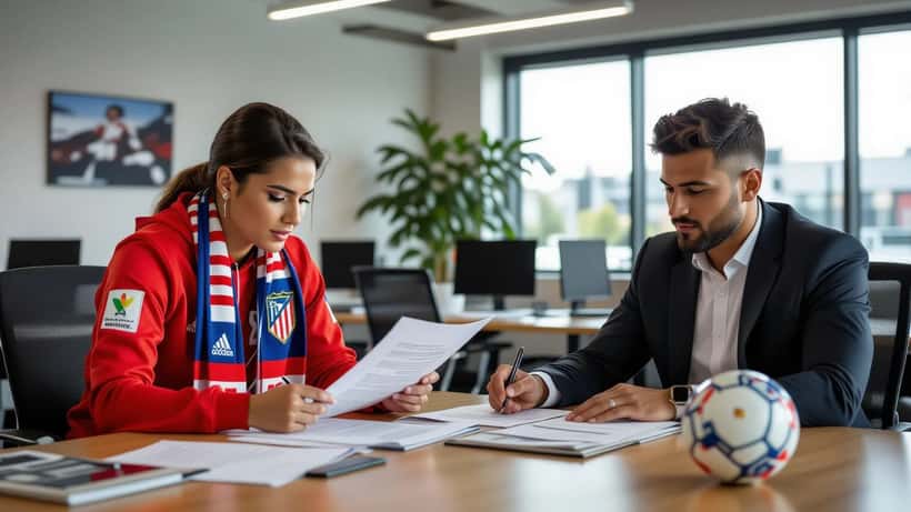Paraguayischer Profi-Fußballer liest Leihvertrag in Sportagentur in Atlanta
