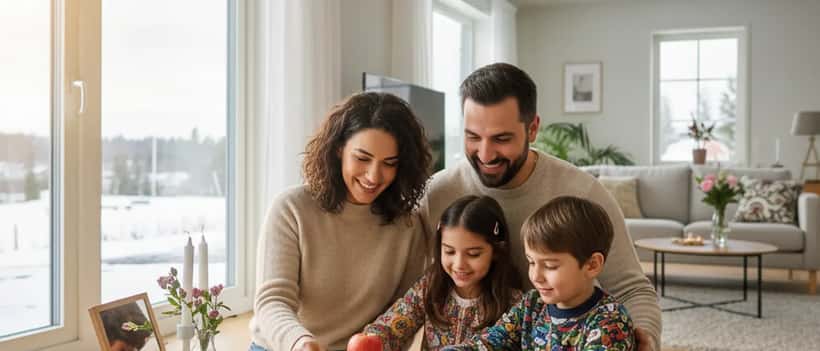 Iransk-svensk familj firar Nowruz med haft-sin bord i hemmet