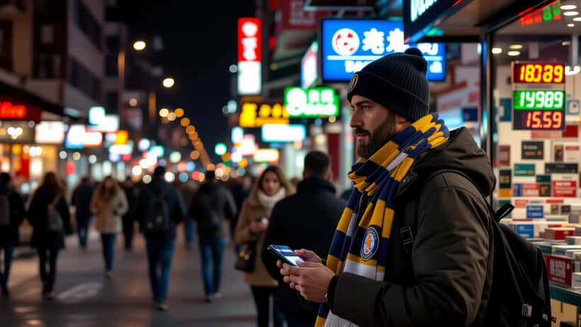 Supporter français payant par carte bancaire à un distributeur à Istanbul en livres turques