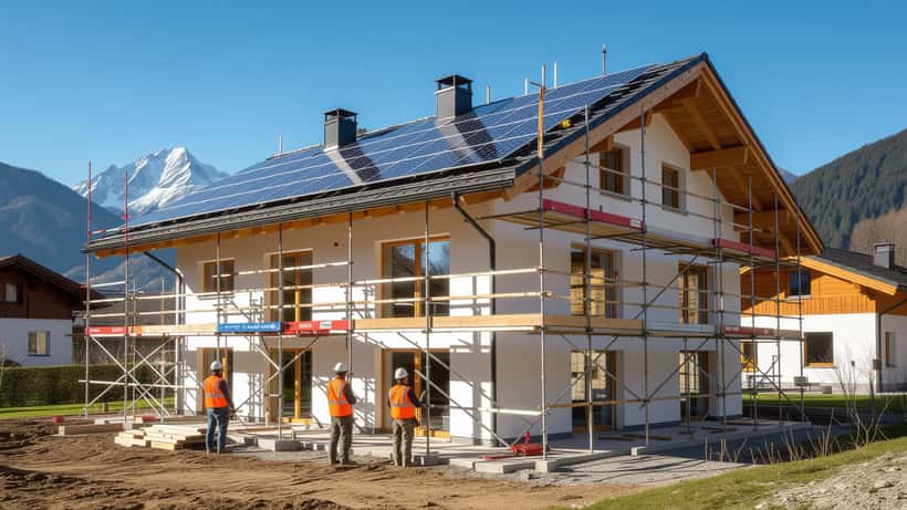 Maison suisse à Embrach en rénovation énergétique avec panneaux solaires, 2026