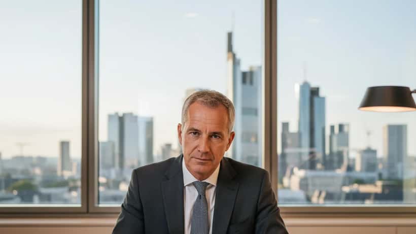Deutscher Vermögensberater analysiert Portfoliounterlagen im Frankfurter Büro