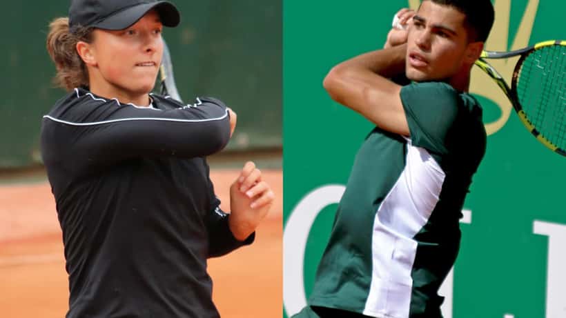 Iga Świątek and Carlos Alcaraz at a professional tennis event