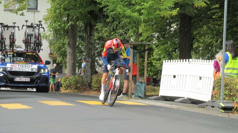 Giulio Ciccone in actie tijdens de Deutschland Tour 2026 in Bad Orb
