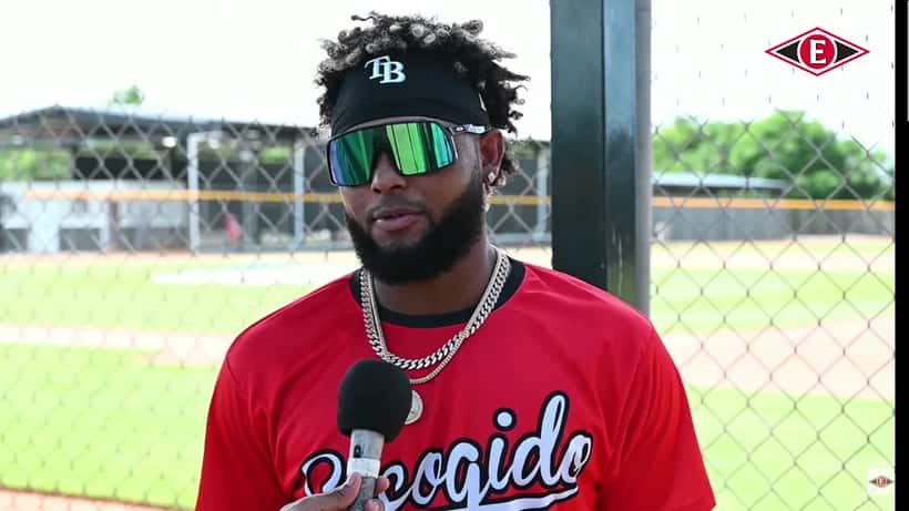 Junior Caminero, Tampa Bay Rays third baseman, in his 2026 World Baseball Classic Dominican Republic gear