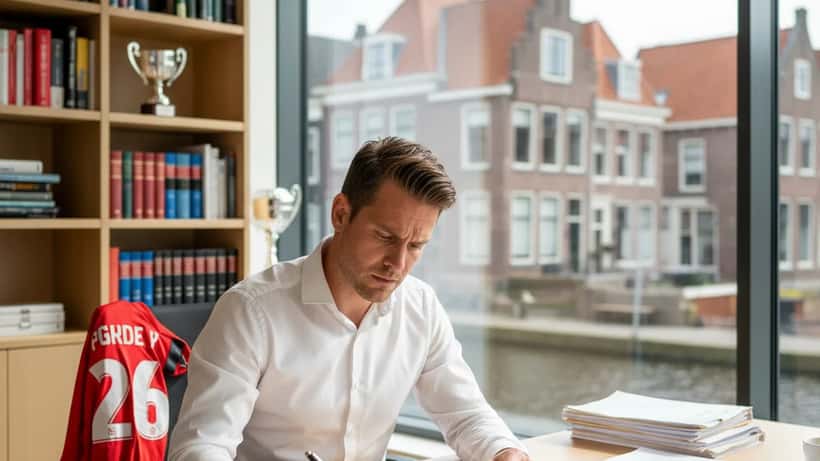 Nederlandse advocaat bekijkt sportcontract op bureau in Eindhoven rechtenkantoor