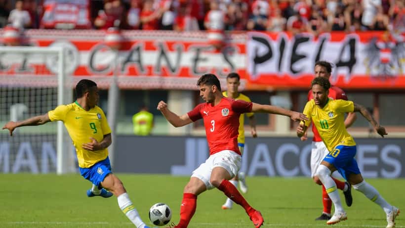 Gabriel Jesus em ação pela seleção brasileira de futebol, jogo amistoso contra a Áustria em 2018