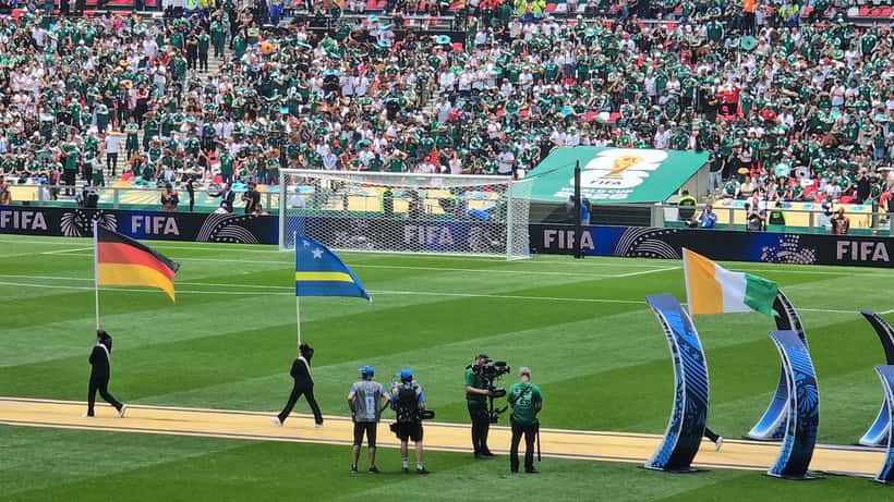 Curaçao-vlag bij de openingsceremonie van het FIFA World Cup 2026