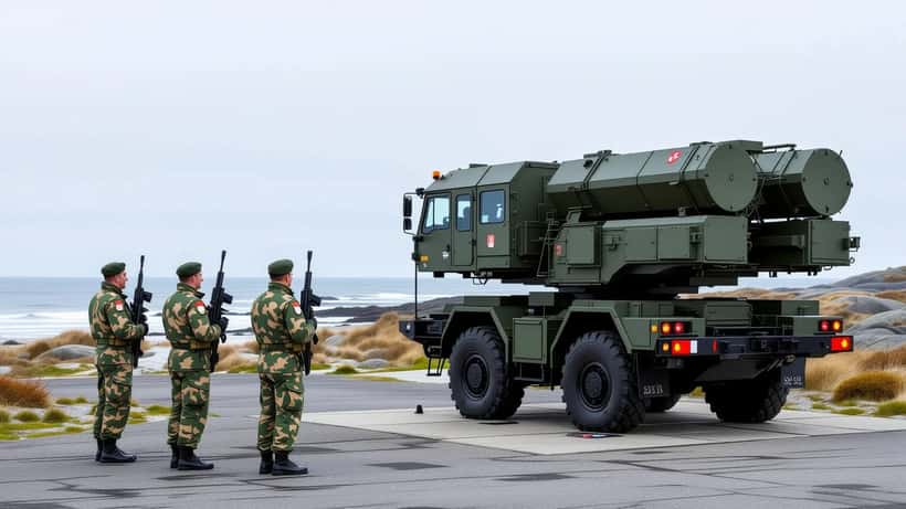 NATO missiforsvarssystem opstillet til militærøvelse med soldater i forgrunden