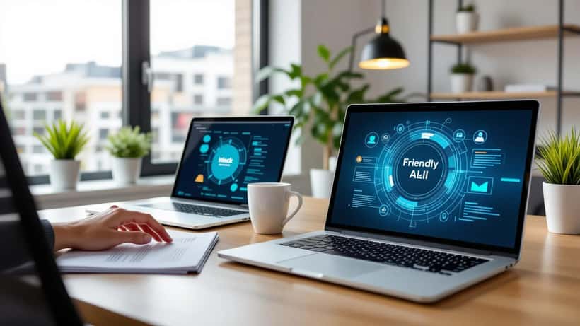 Laptop med AI-chatt i svenskt kontor, symbol för Chat GPT och expertkonsultation 2026