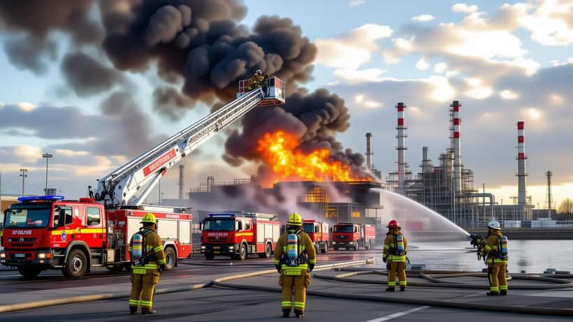 Feuerwehreinsatz am Braker Hafen: Großbrand in Industrieanlage mit massiver Rauchsäule