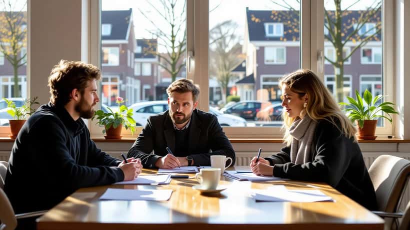 Bezorgde ouder bekijkt schoolreis documenten en reisovereenkomst aan keukentafel na vroegtijdig afgebroken schoolreis naar Praag