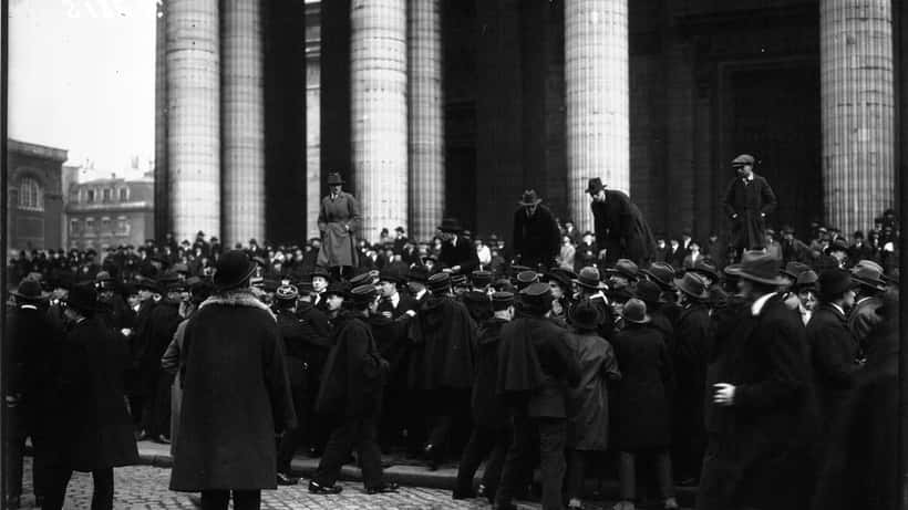 Students being arrested at the Sorbonne during a Paris demonstration, historical press photo