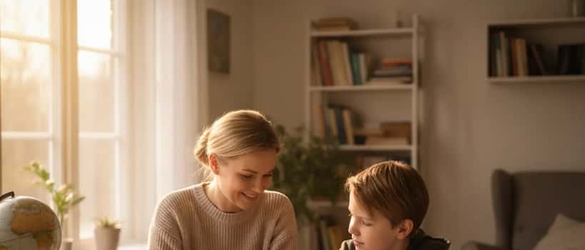 Yksityisopettaja tukee oppilasta opiskelussa kodin rauhassa