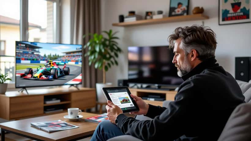 Tifoso guarda la MotoGP in streaming su tablet con abbonamento Sky NOW