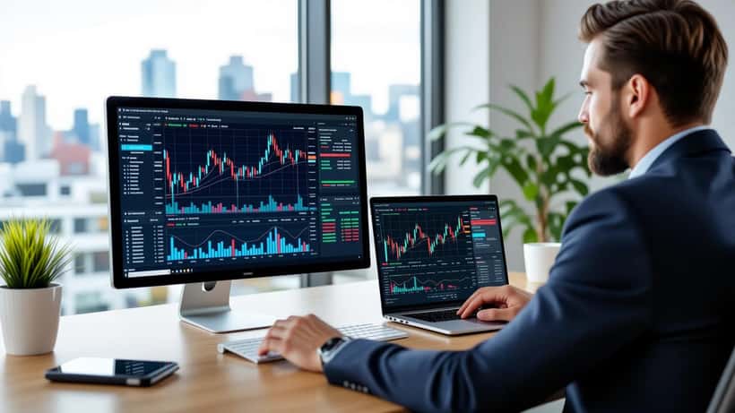 Conceptual artificial intelligence technology image representing AI-powered financial services and cryptocurrency