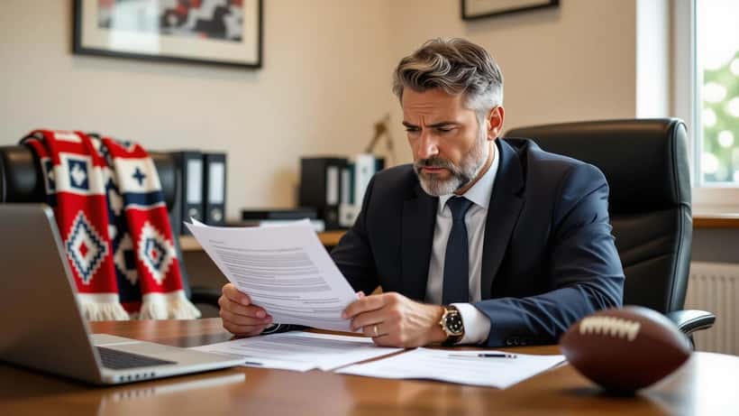 Employment solicitor reviewing a contract with a worried manager in a London office