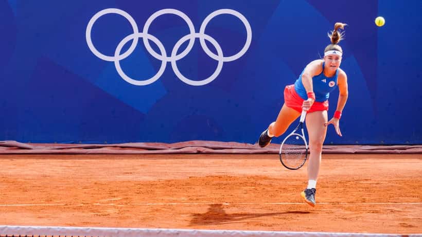 Karolína Muchová in action during the 2024 Paris Olympics tennis tournament