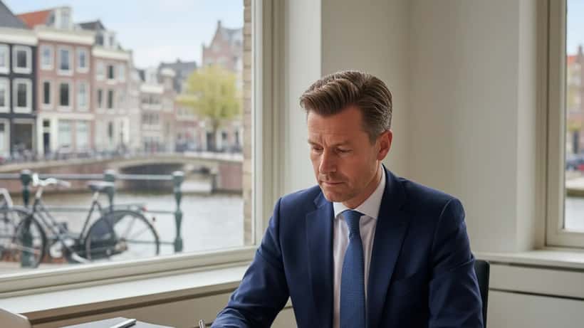 Nederlandse financieel adviseur analyseert beleggingsportefeuille in Amsterdam